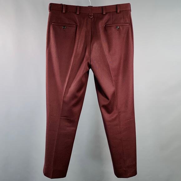 BLACK FLEECE Size M Burgundy Twill Wool Tapered Button Fly Dress Pants - Picture 3 of 6